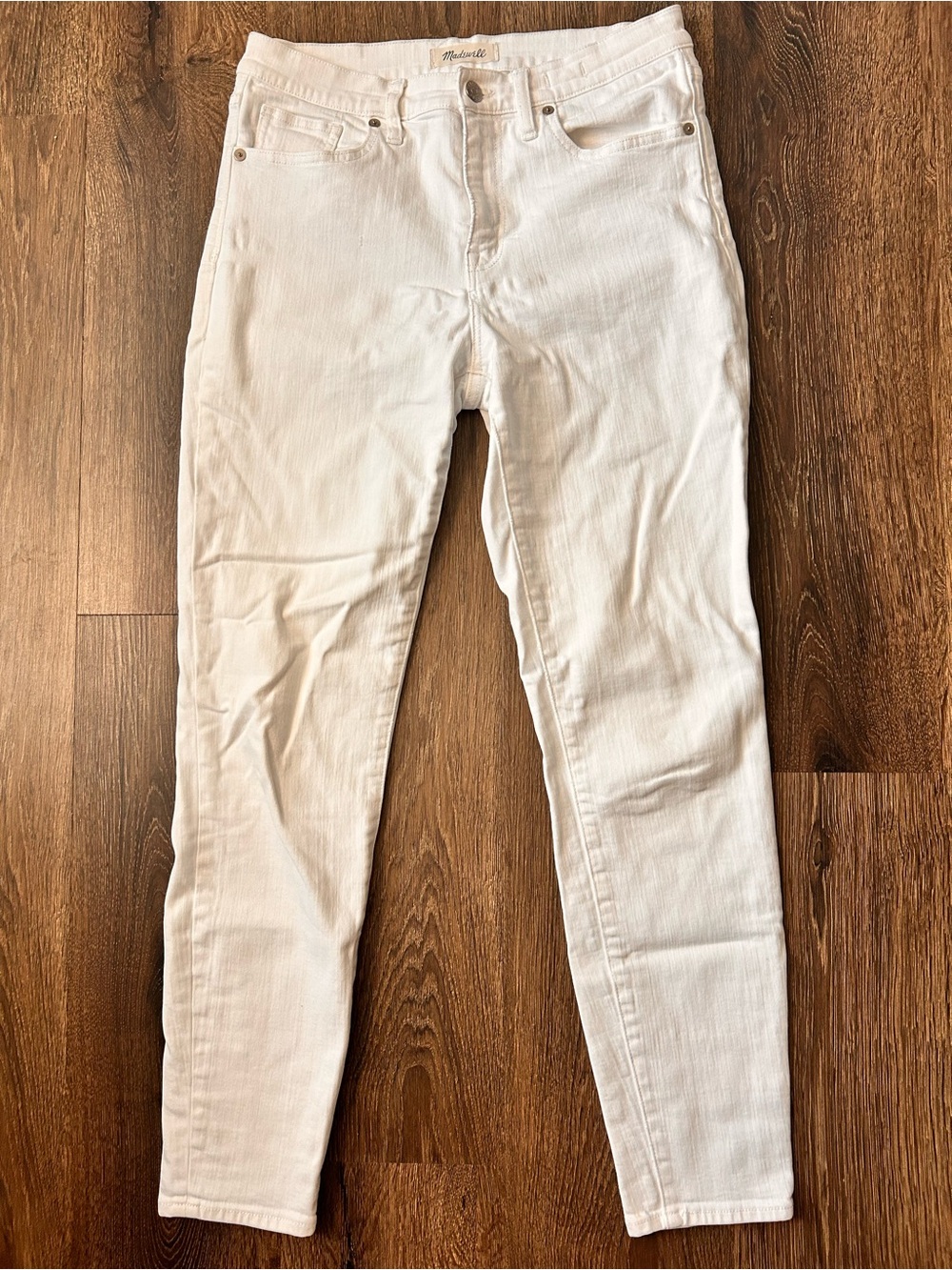 Madewell Women’s Size 29 9” High Riser Skinny Skinny White Slim Jeans Flaw